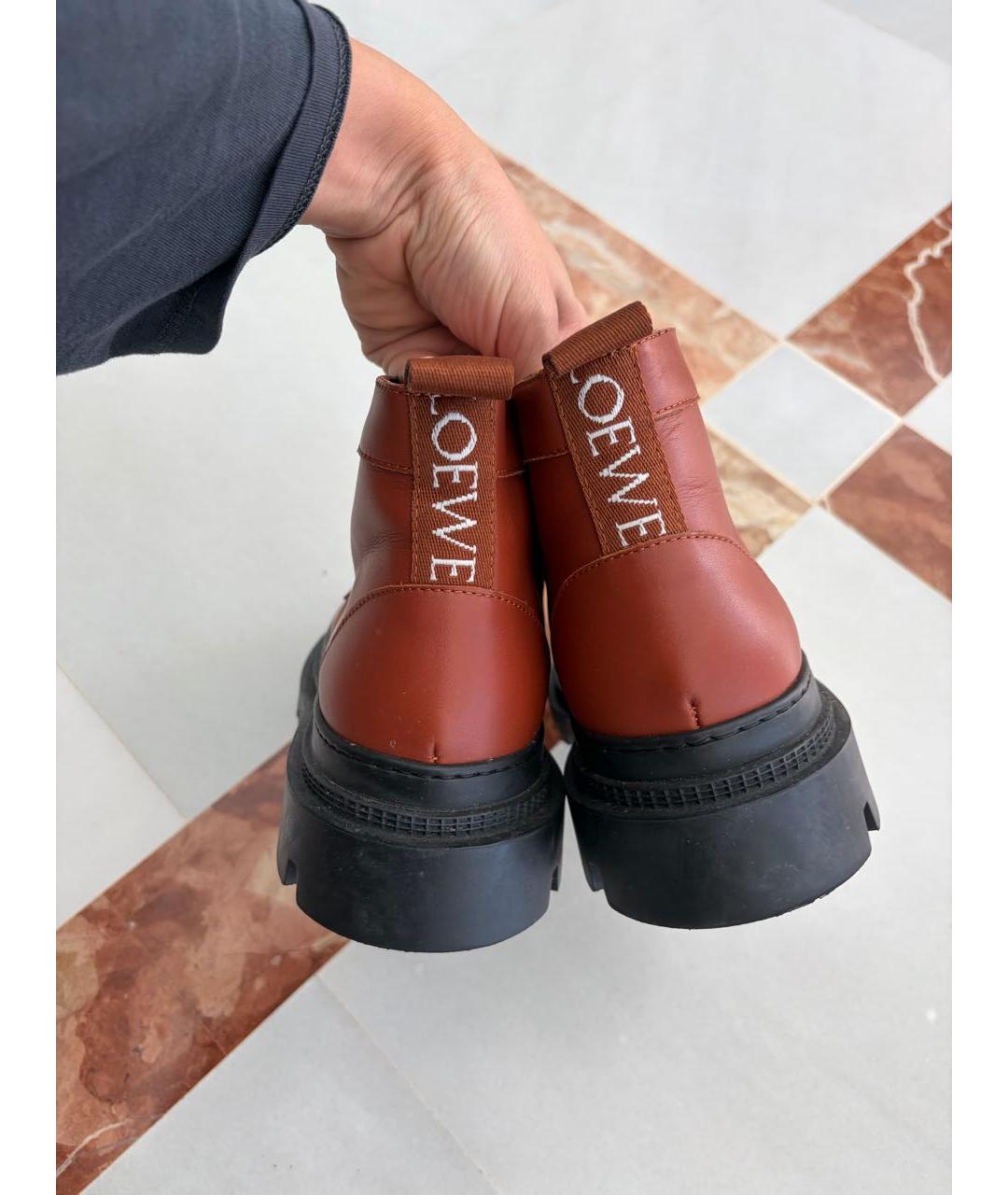 LOEWE Коричневые кожаные ботинки, фото 3