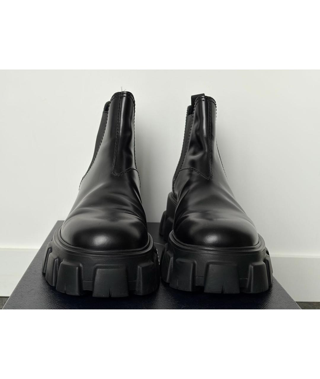 PRADA Черные кожаные высокие ботинки, фото 2