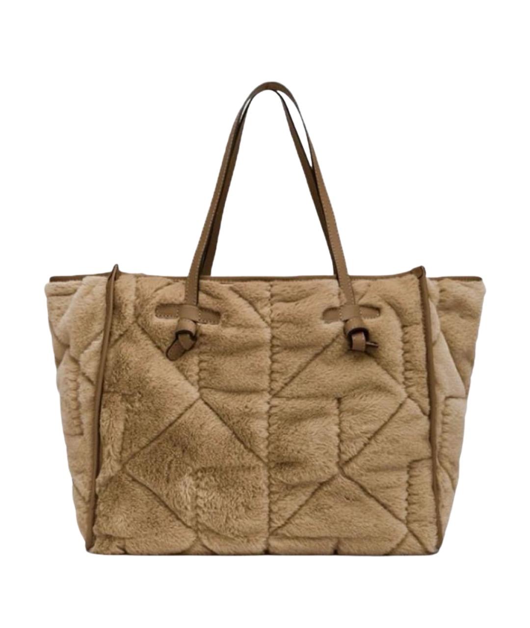 Gianni Chiarini Бежевая меховая сумка тоут, фото 1