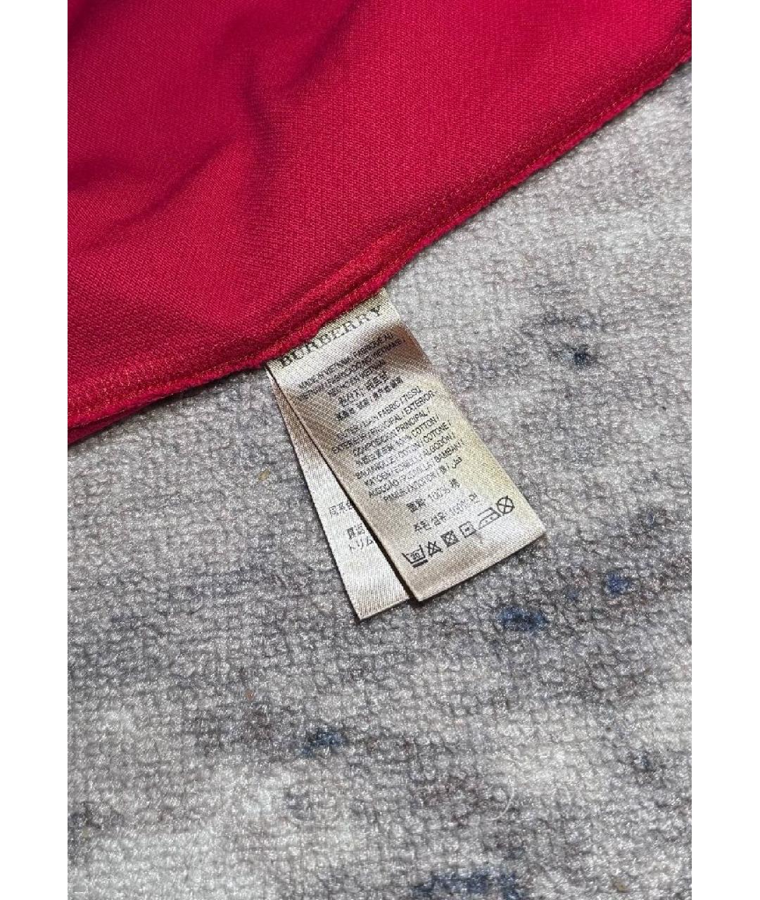 BURBERRY Красное хлопковое поло с коротким рукавом, фото 5