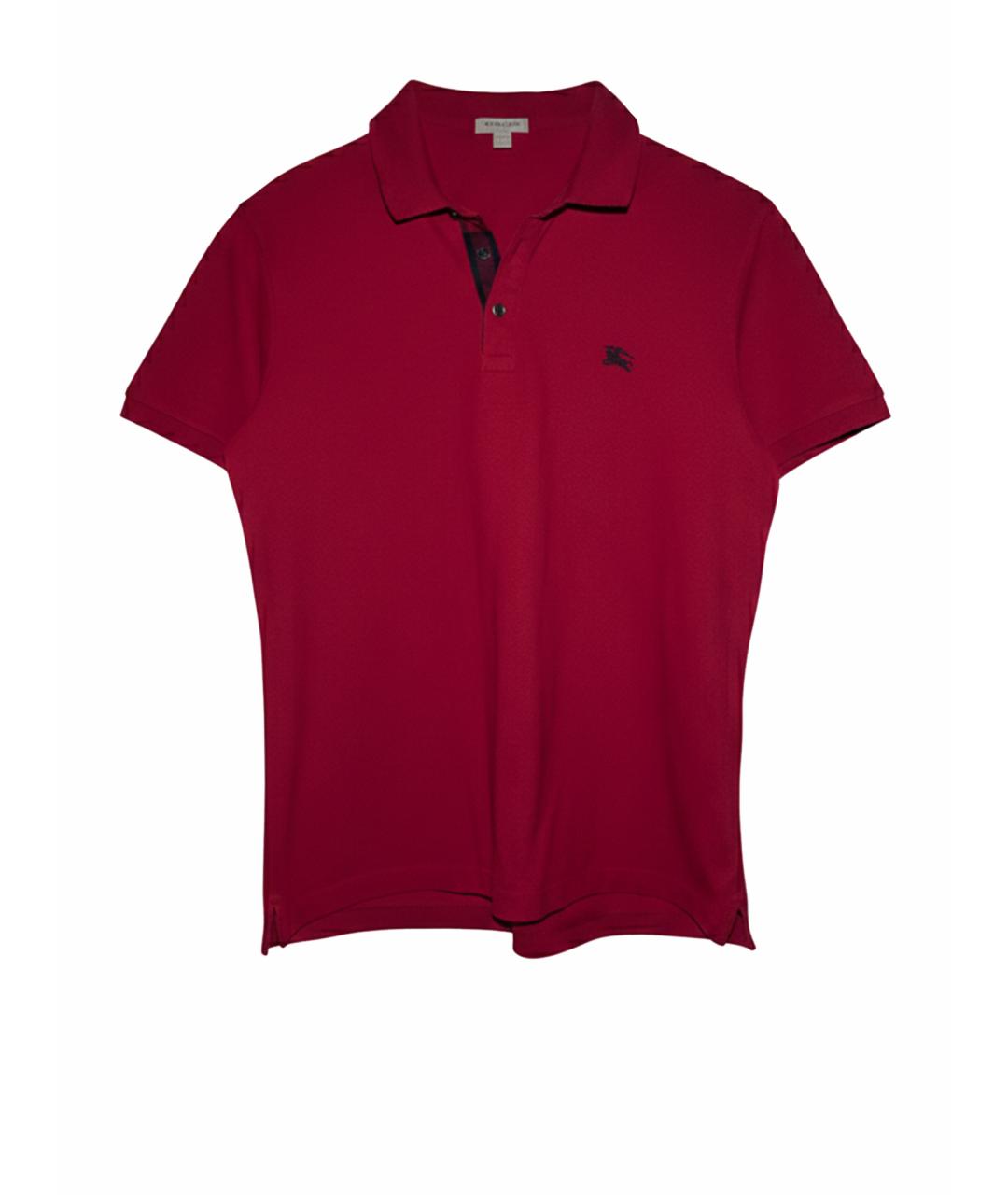 BURBERRY Красное хлопковое поло с коротким рукавом, фото 1