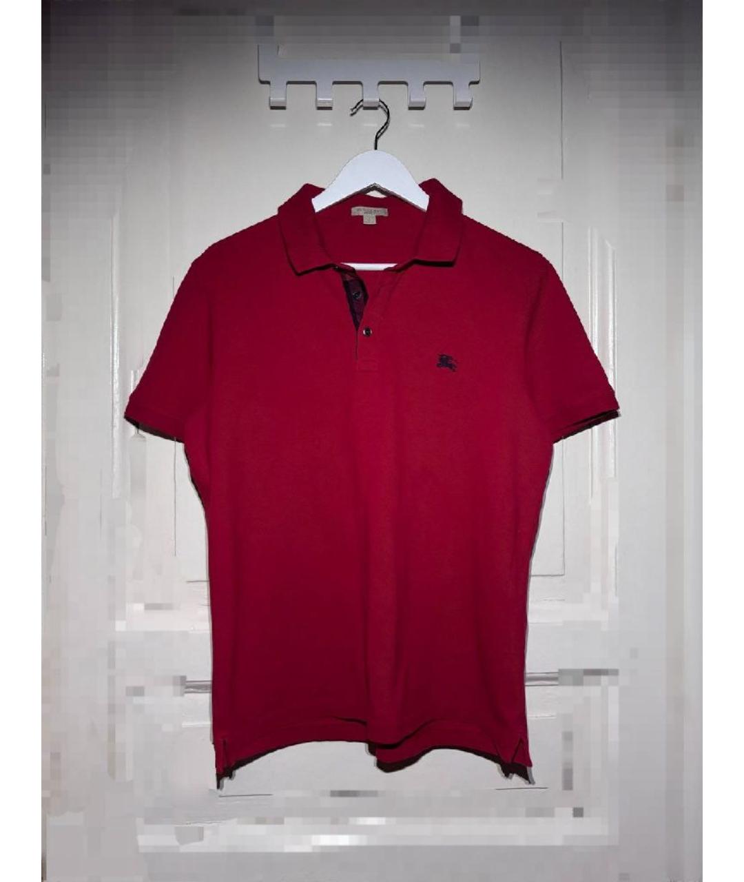 BURBERRY Красное хлопковое поло с коротким рукавом, фото 6