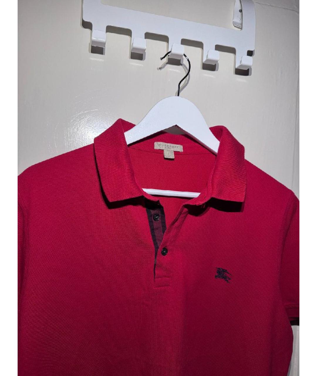 BURBERRY Красное хлопковое поло с коротким рукавом, фото 2