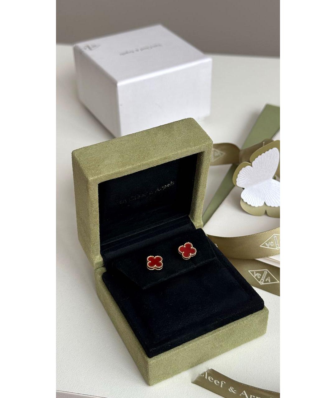VAN CLEEF & ARPELS Бордовые серьги из желтого золота, фото 2