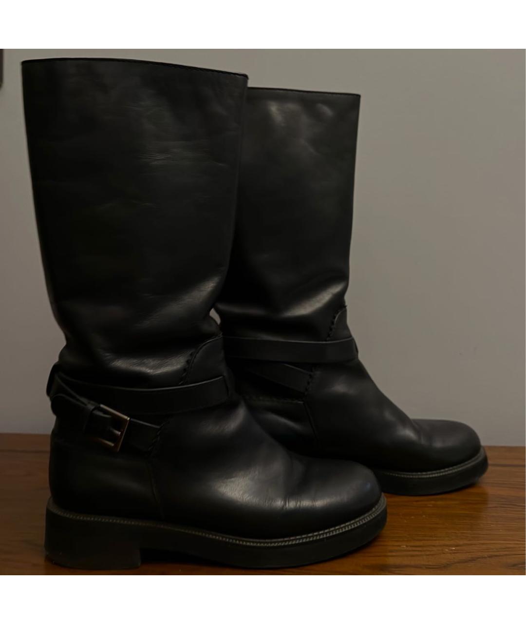 JIL SANDER Черные кожаные сапоги, фото 2