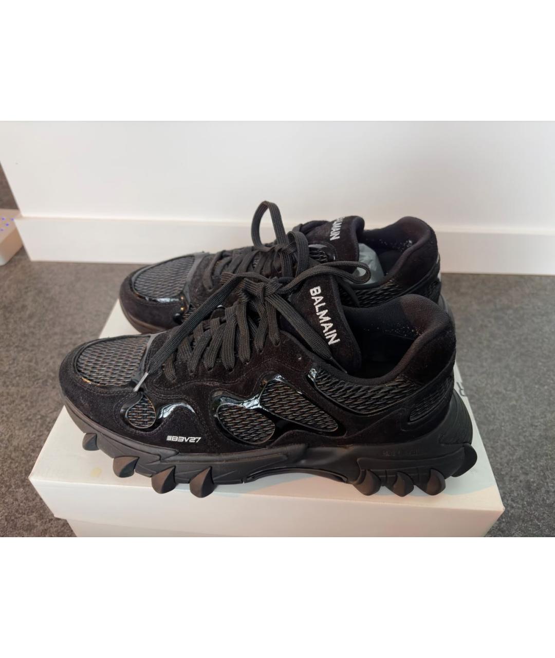 BALMAIN Черные синтетические низкие кроссовки / кеды, фото 3