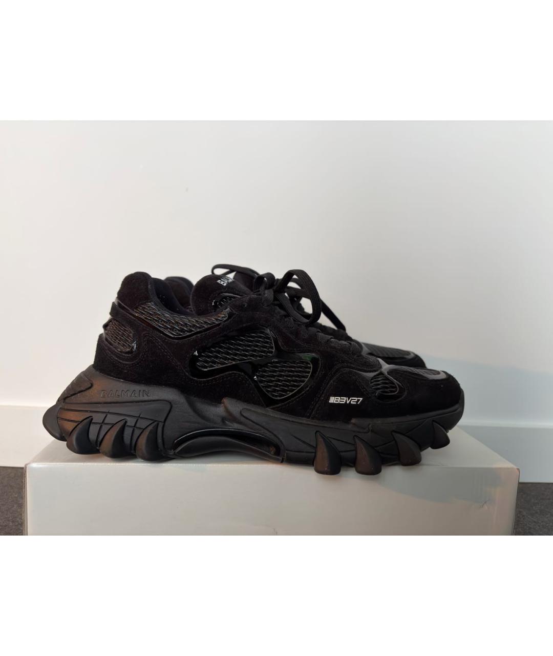 BALMAIN Черные синтетические низкие кроссовки / кеды, фото 5