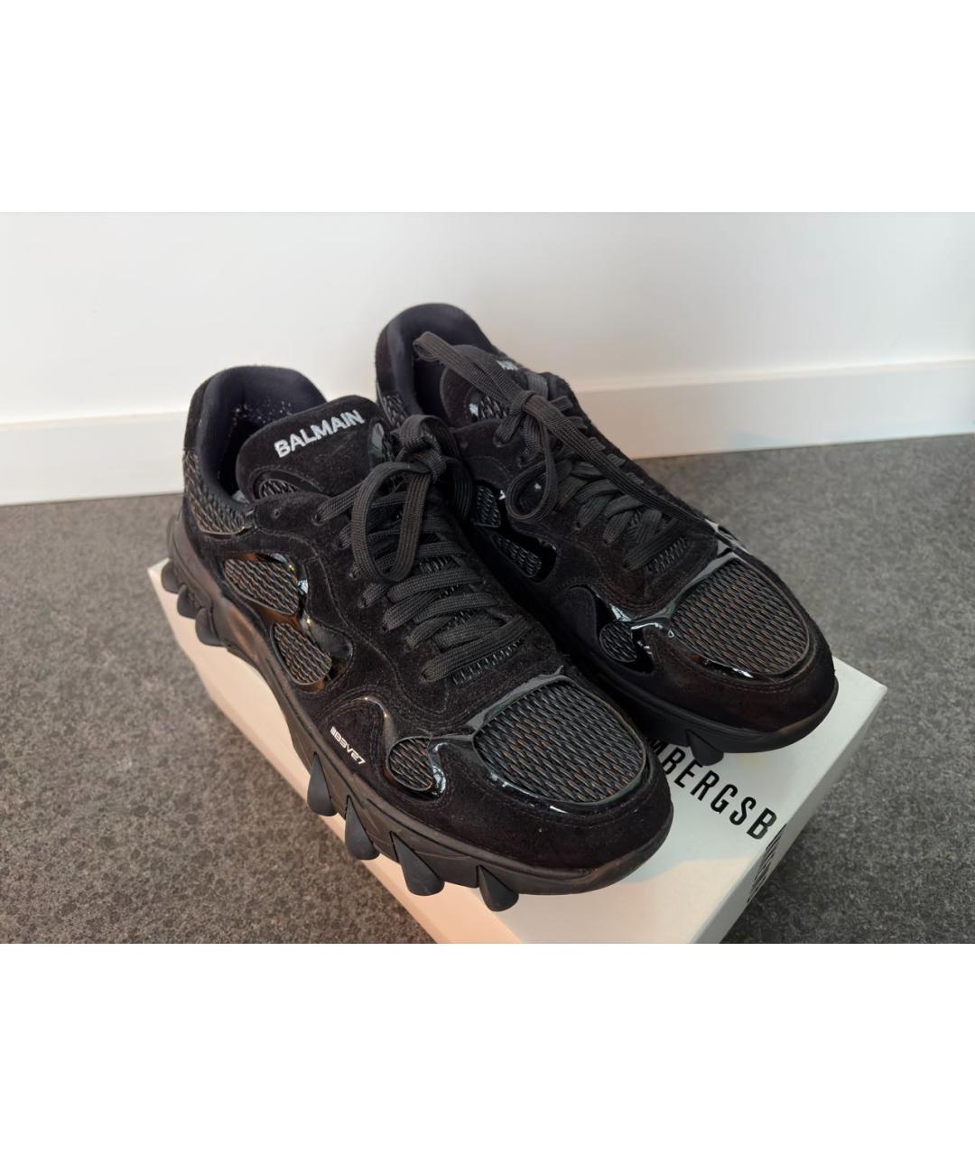 BALMAIN Черные синтетические низкие кроссовки / кеды, фото 2