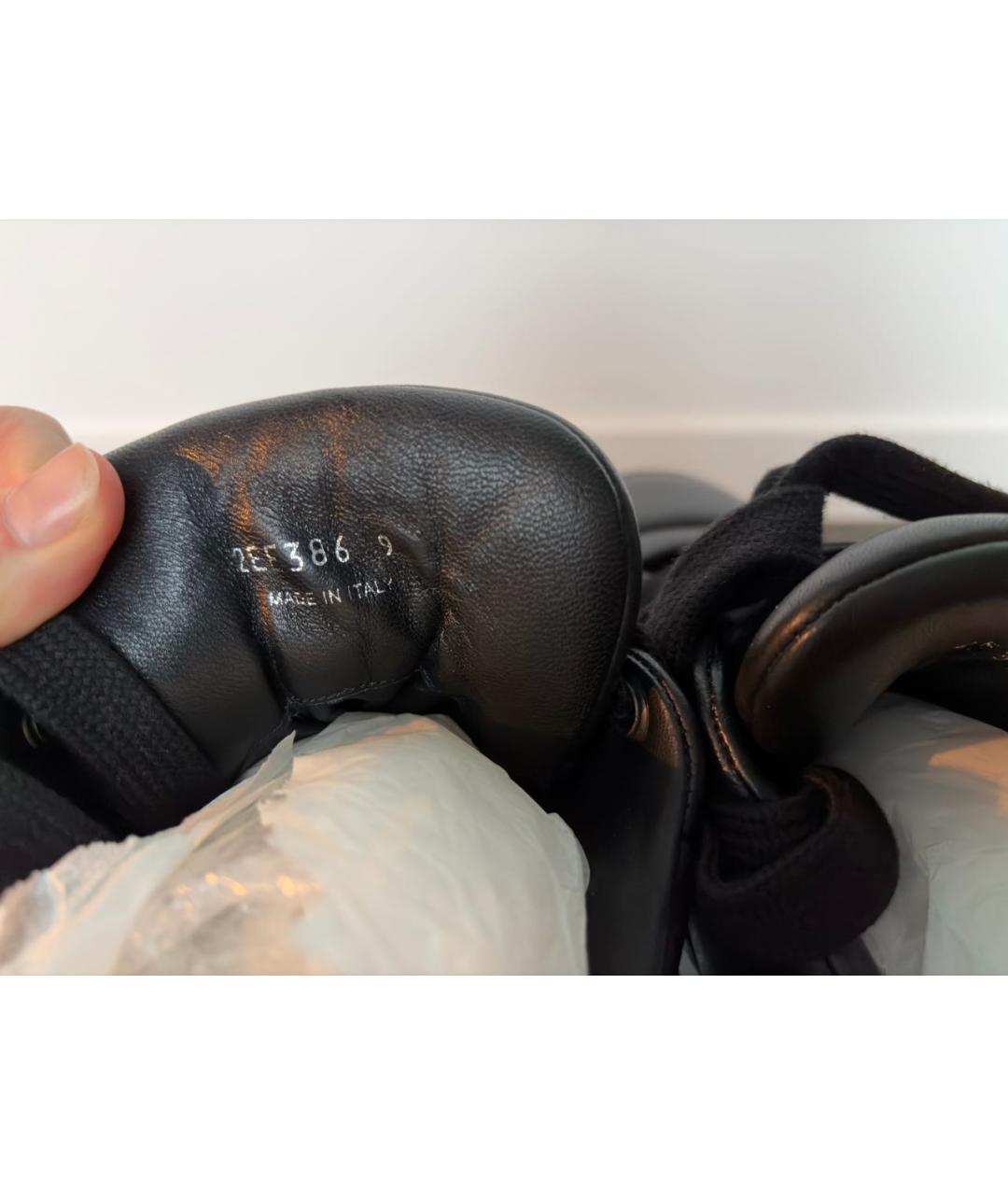 PRADA Черные кожаные низкие кроссовки / кеды, фото 4