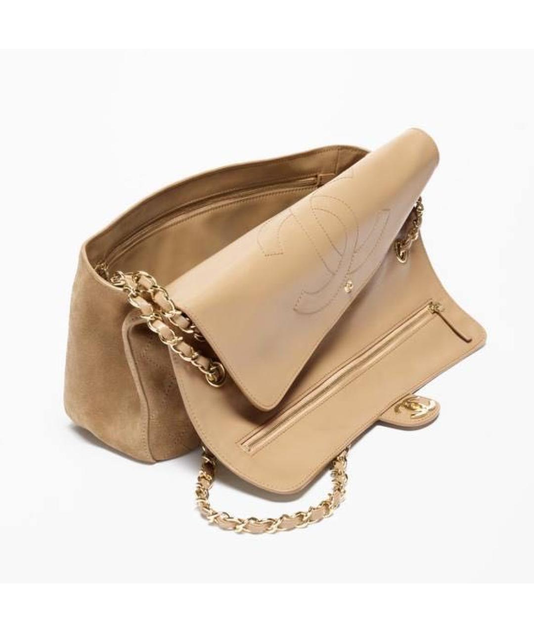 CHANEL Бежевая кожаная сумка через плечо, фото 3