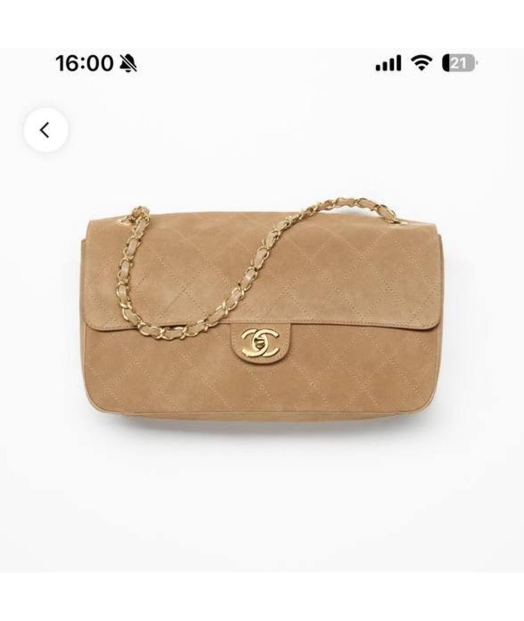 CHANEL Бежевая кожаная сумка через плечо, фото 4