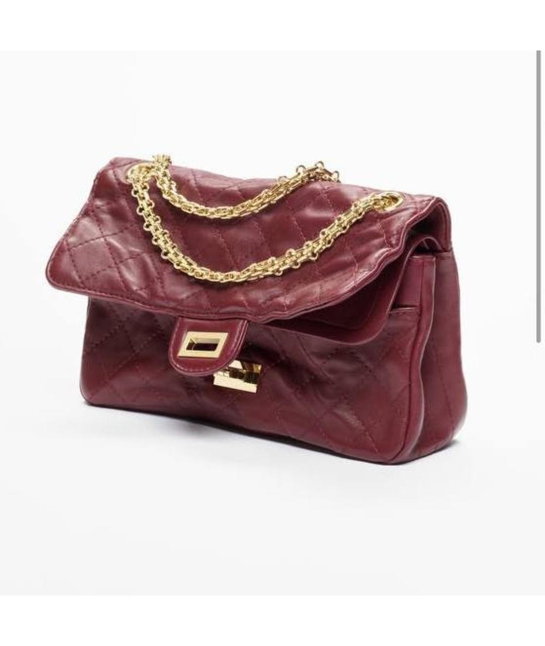 CHANEL Бордовая кожаная сумка через плечо, фото 2