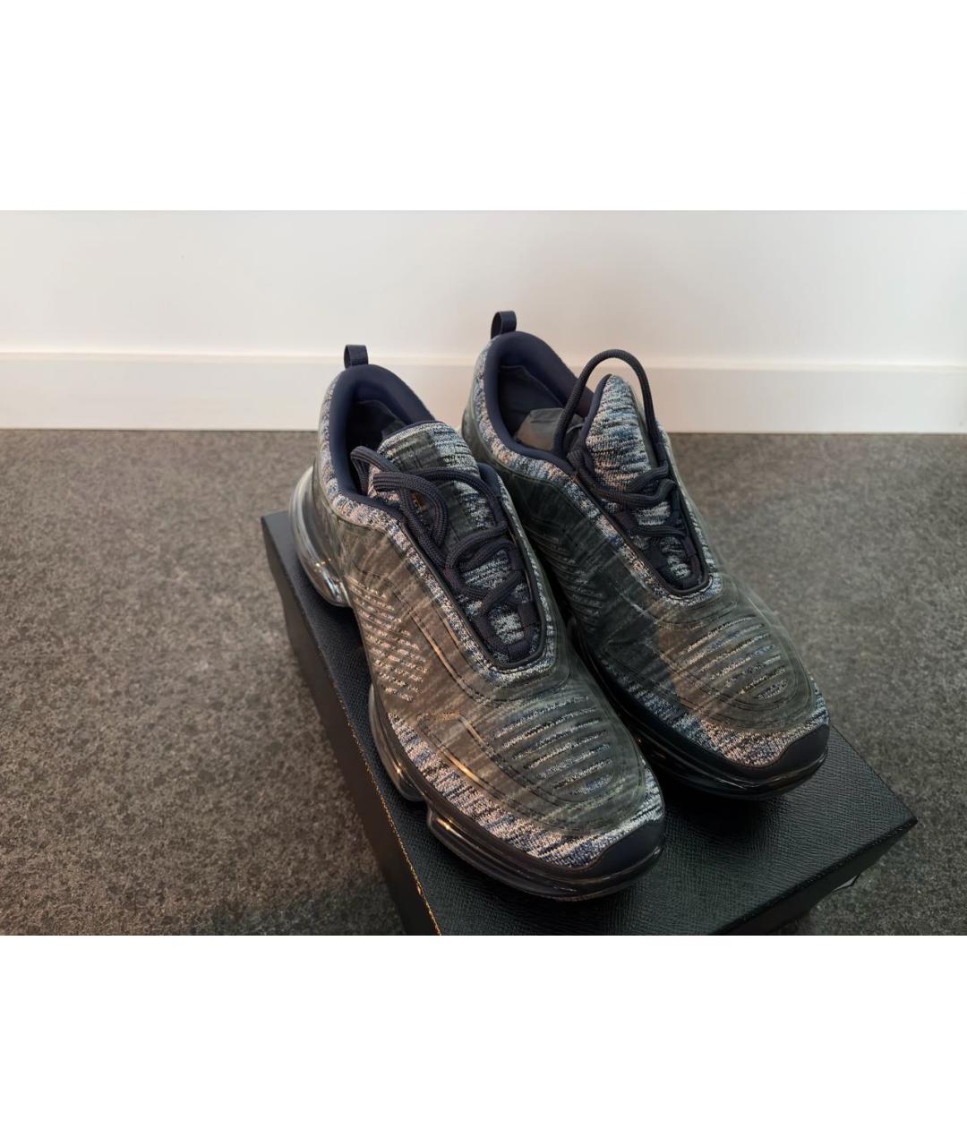 PRADA Антрацитовые текстильные низкие кроссовки / кеды, фото 2