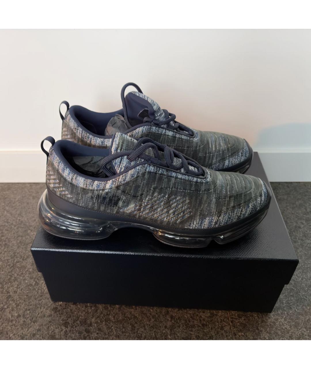 PRADA Антрацитовые текстильные низкие кроссовки / кеды, фото 3