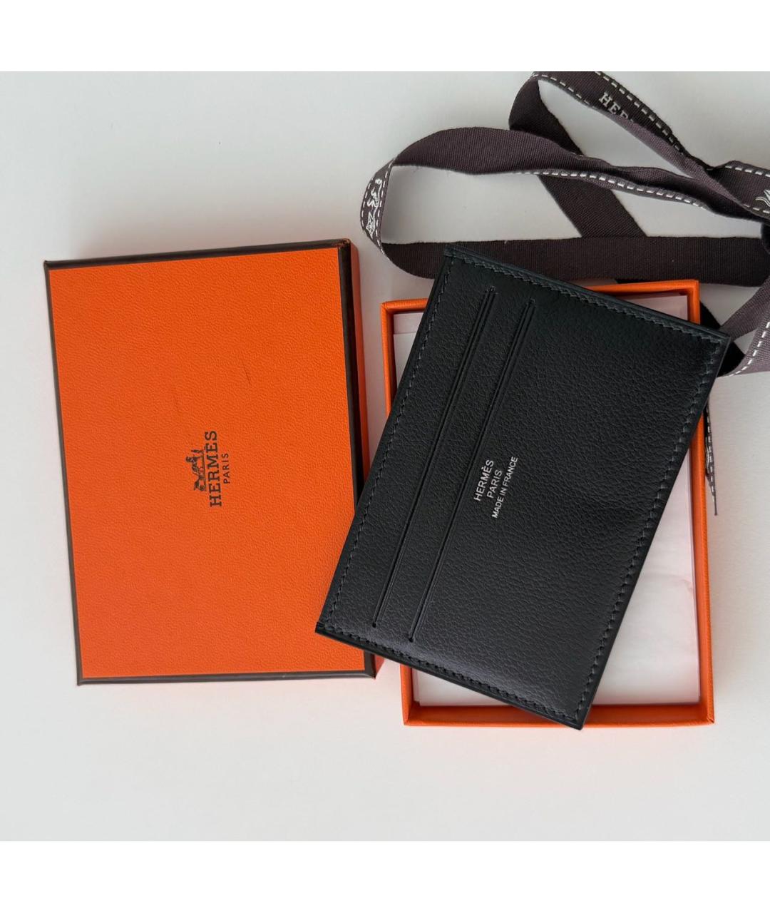 HERMES Черный кожаный кардхолдер, фото 3