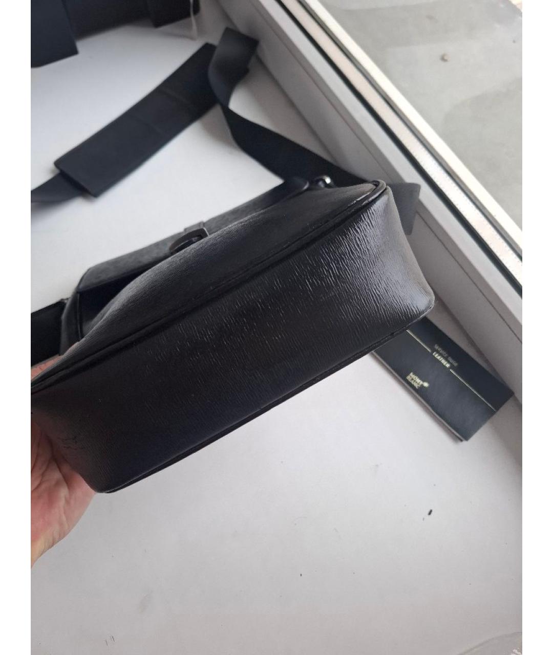 MONTBLANC Черная кожаная сумка на плечо, фото 3