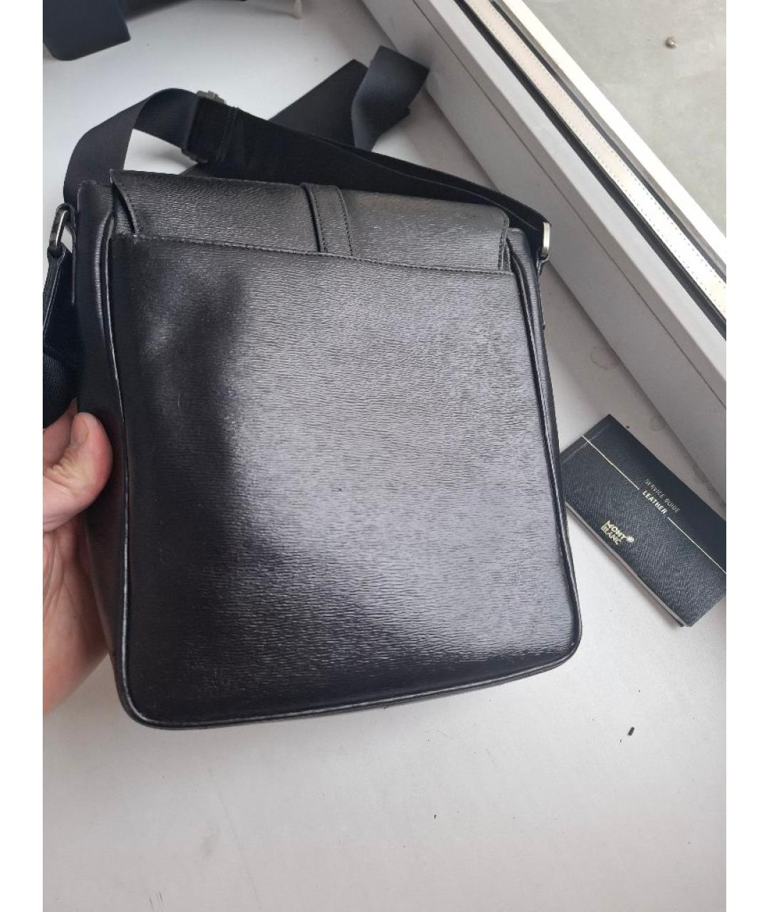 MONTBLANC Черная кожаная сумка на плечо, фото 2