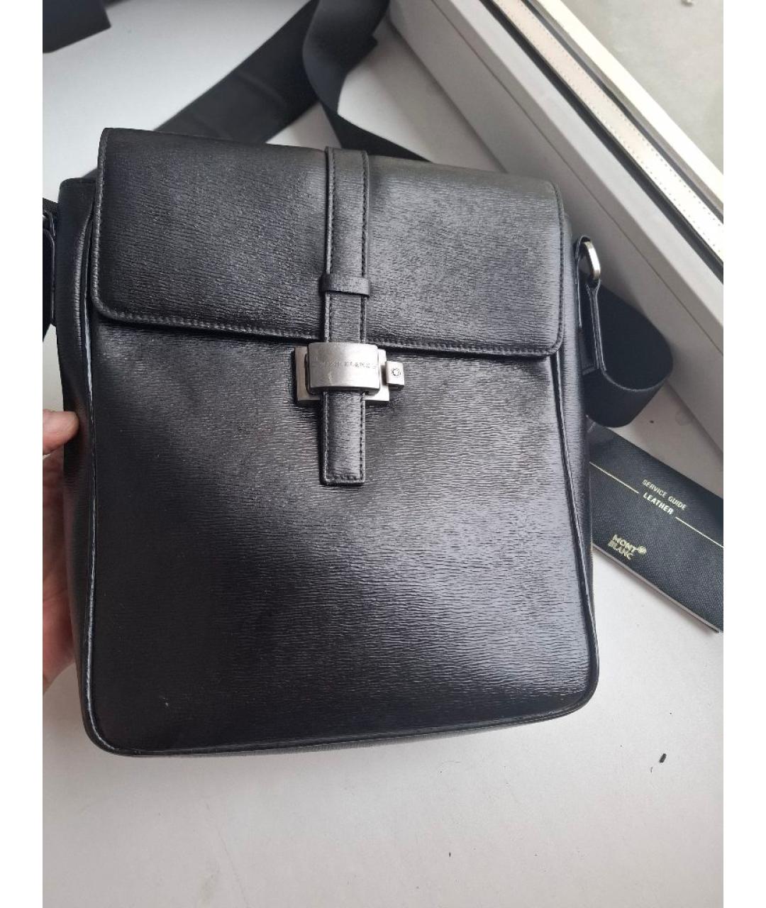 MONTBLANC Черная кожаная сумка на плечо, фото 6