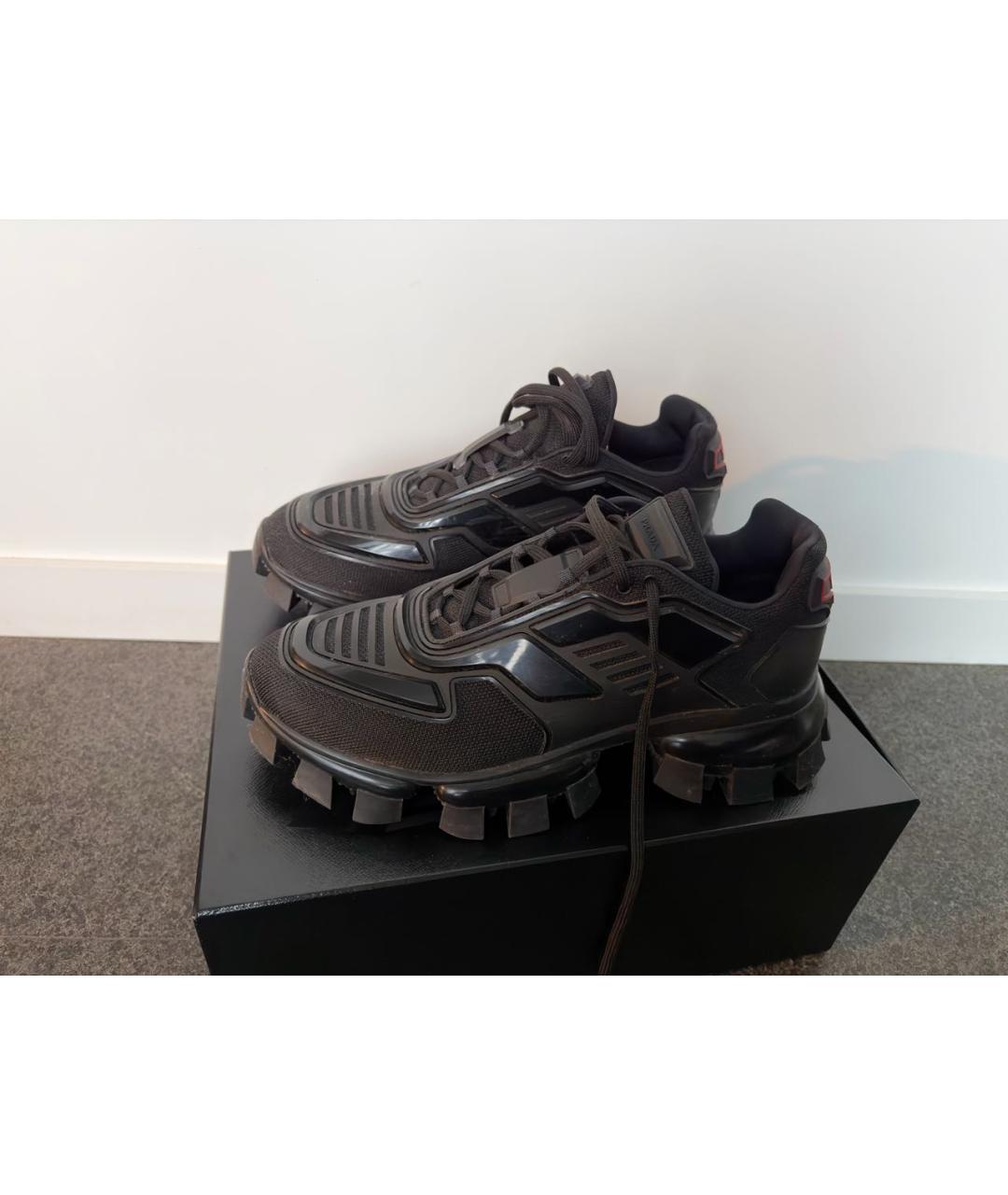 PRADA Черные текстильные низкие кроссовки / кеды, фото 2