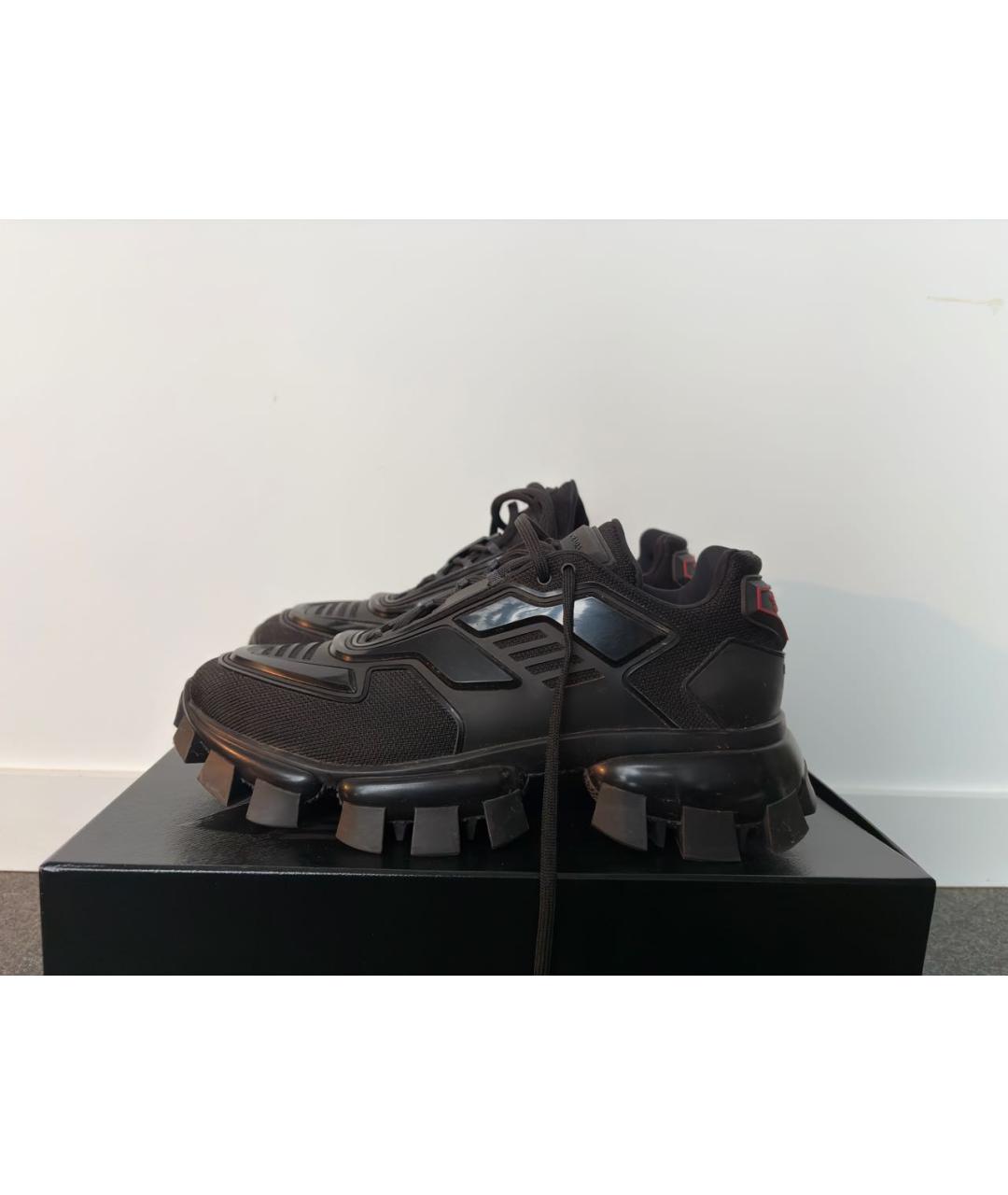 PRADA Черные текстильные низкие кроссовки / кеды, фото 5