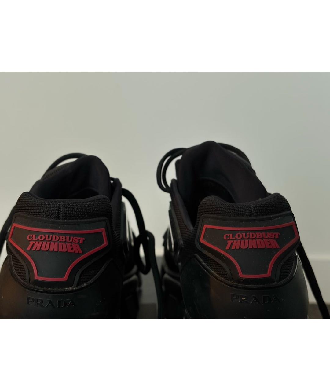 PRADA Черные текстильные низкие кроссовки / кеды, фото 3