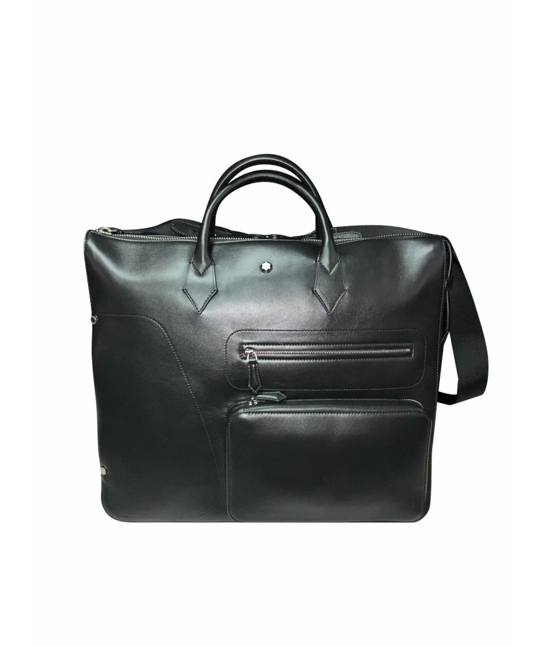 MONTBLANC Черный кожаный портфель, фото 1