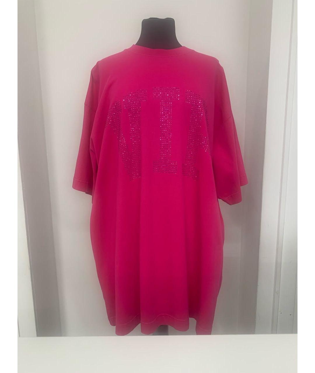 VETEMENTS Розовая хлопковая футболка, фото 2