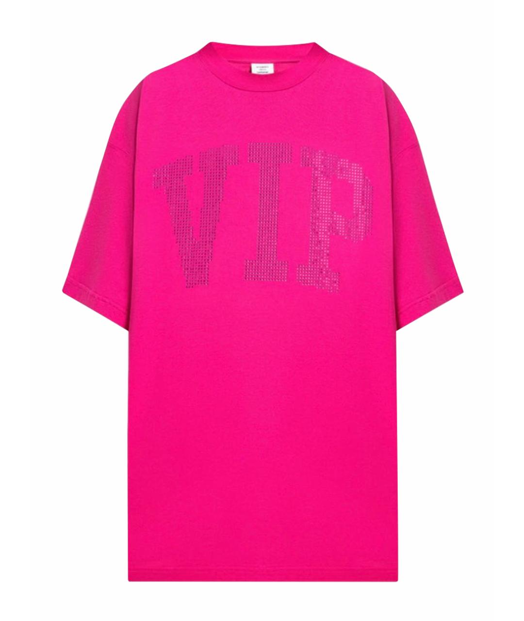 VETEMENTS Розовая хлопковая футболка, фото 1