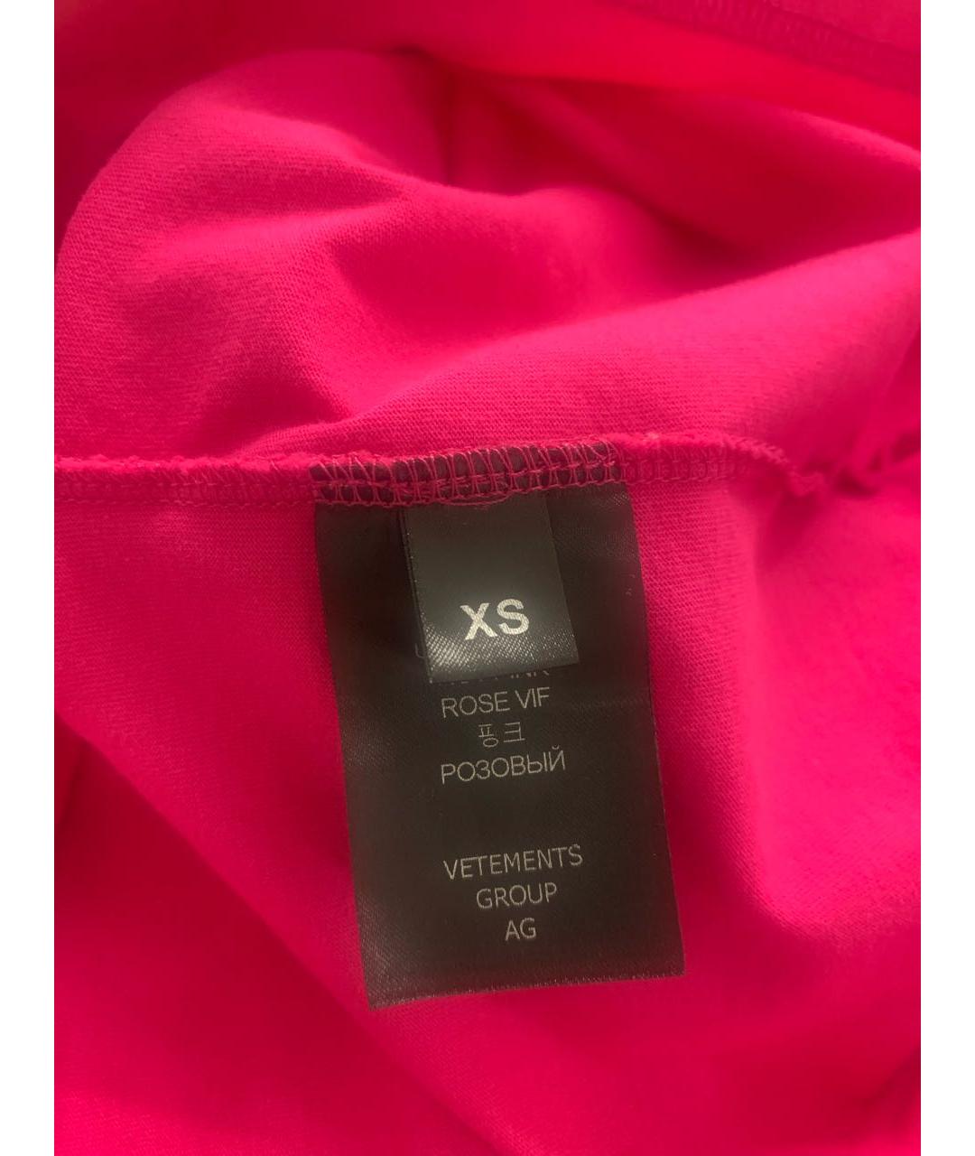 VETEMENTS Розовая хлопковая футболка, фото 5