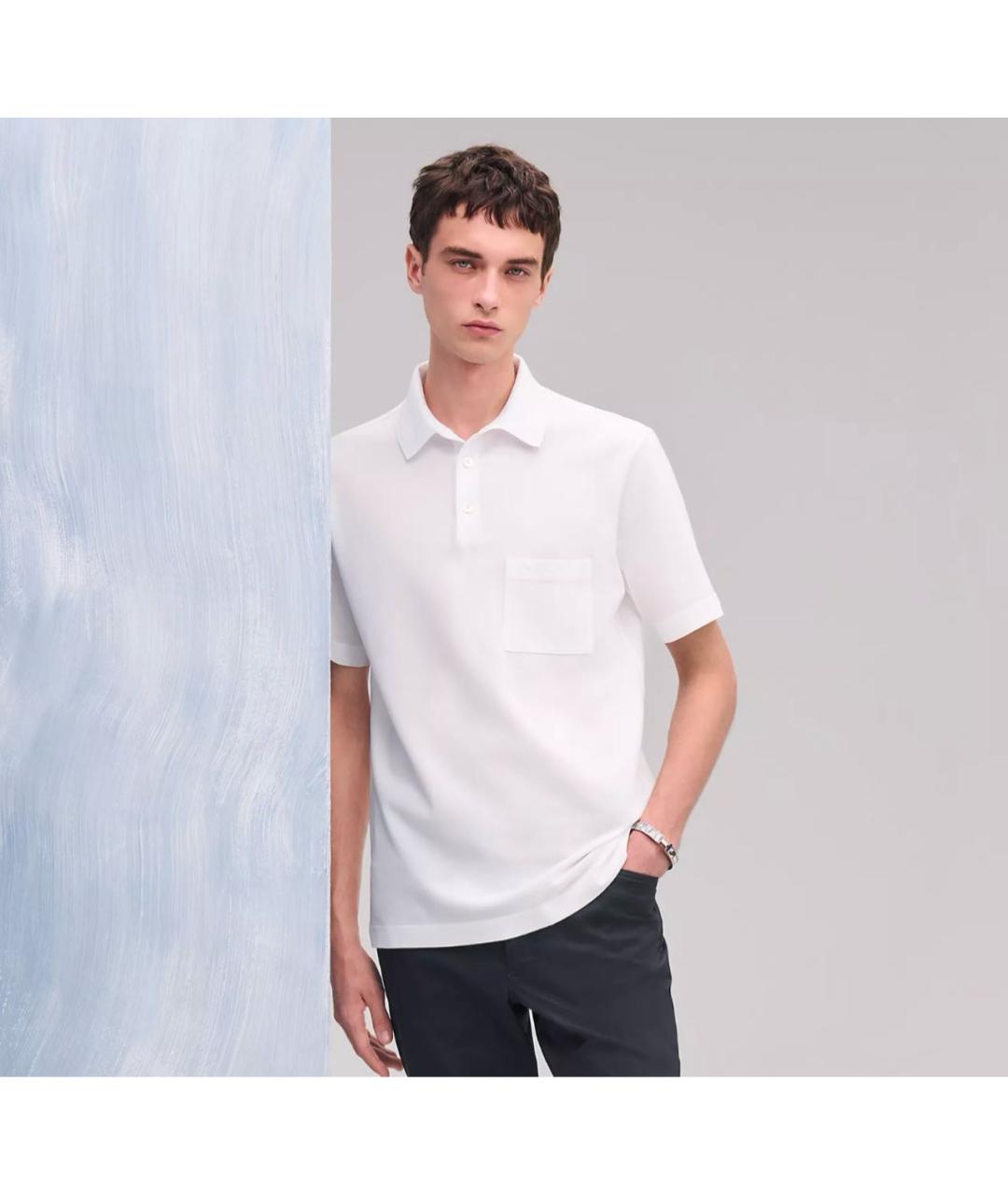 HERMES Белое поло с коротким рукавом, фото 4