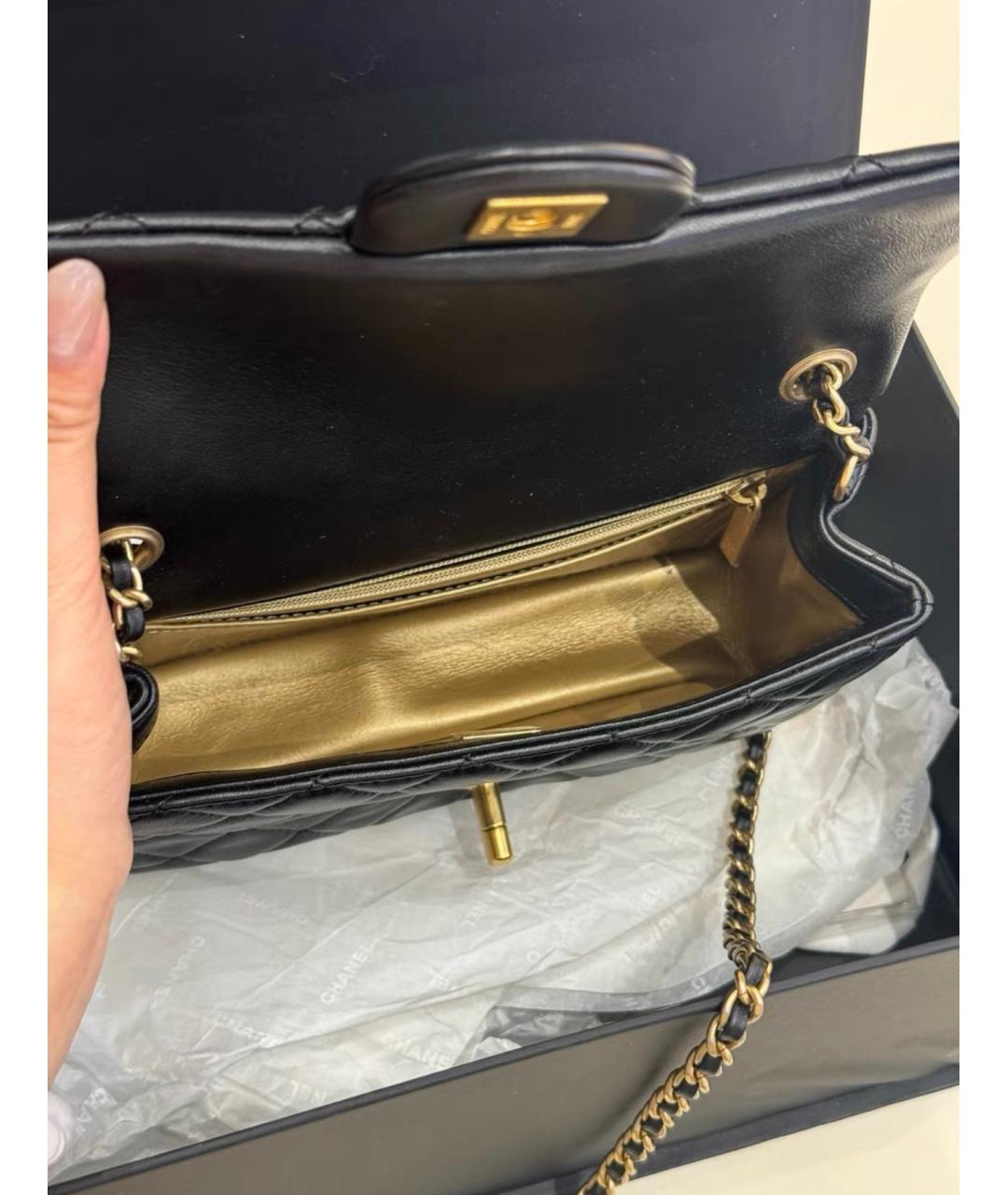 CHANEL Черная кожаная сумка через плечо, фото 5