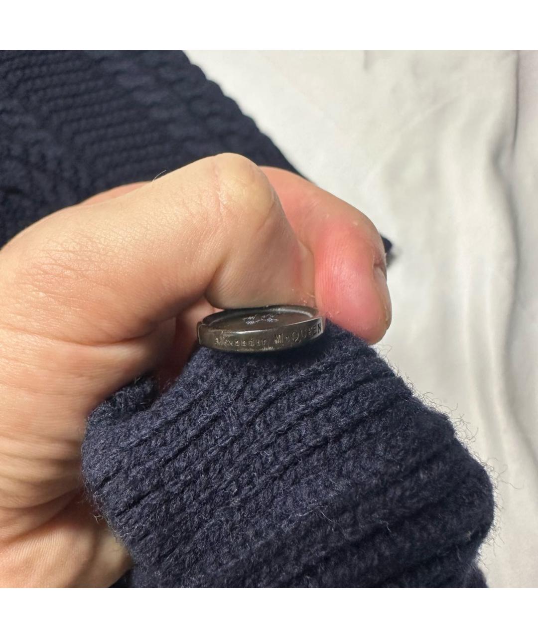 ALEXANDER MCQUEEN Темно-синее шерстяное повседневное платье, фото 7