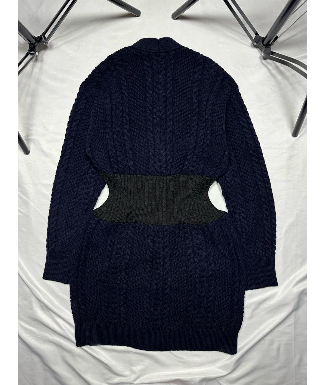 ALEXANDER MCQUEEN Темно-синее шерстяное повседневное платье, фото 2