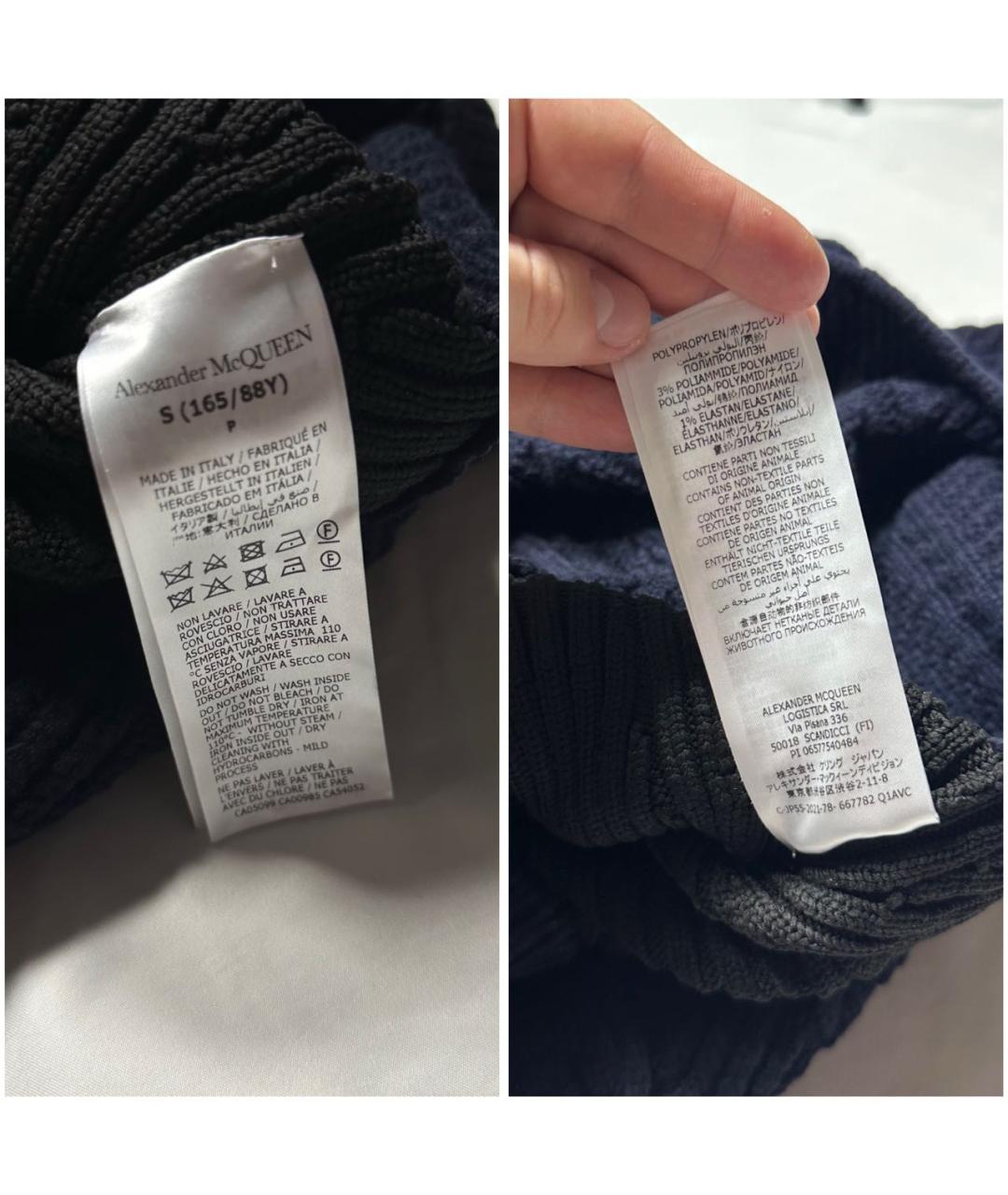 ALEXANDER MCQUEEN Темно-синее шерстяное повседневное платье, фото 6