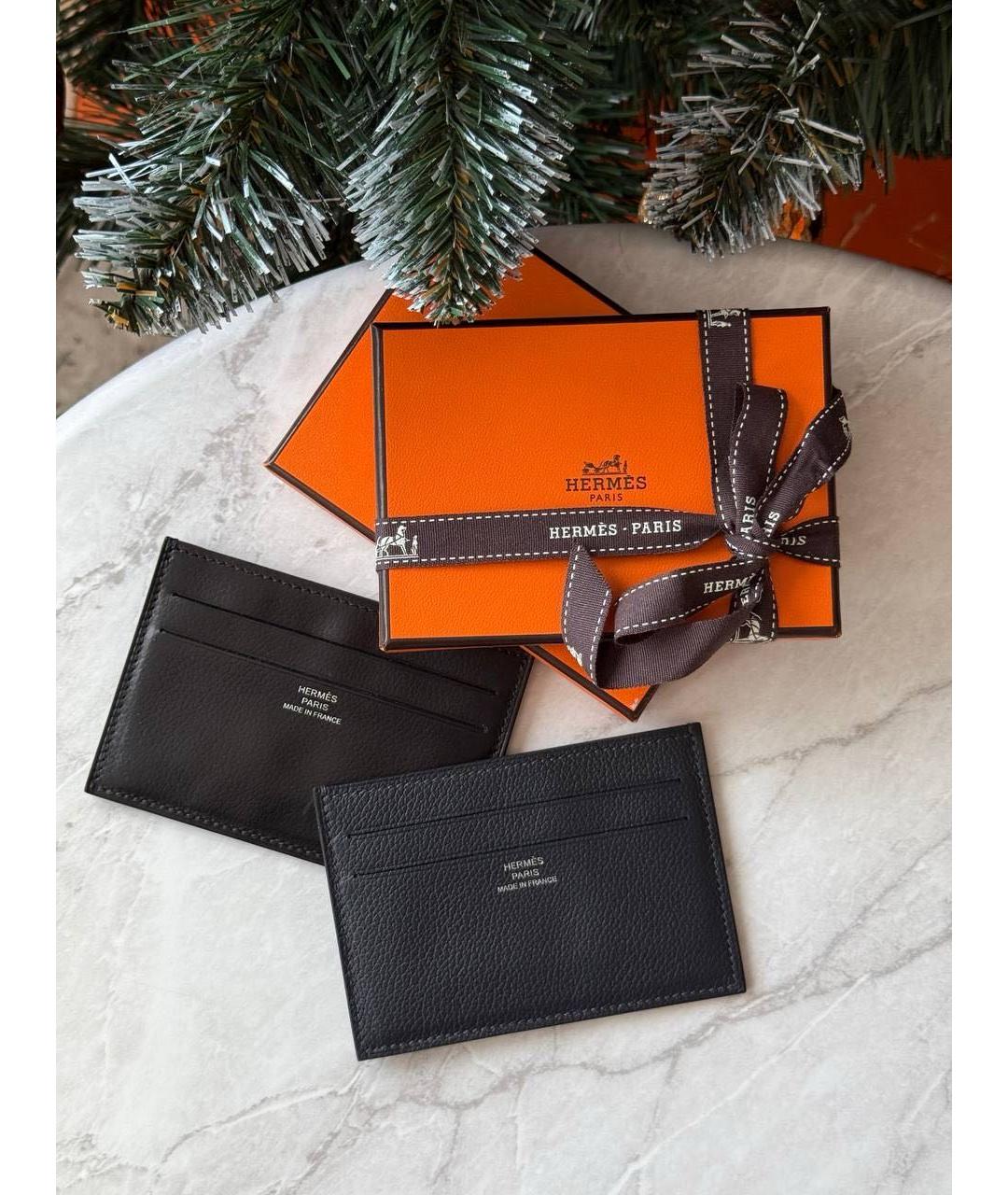 HERMES Черный кожаный кардхолдер, фото 2