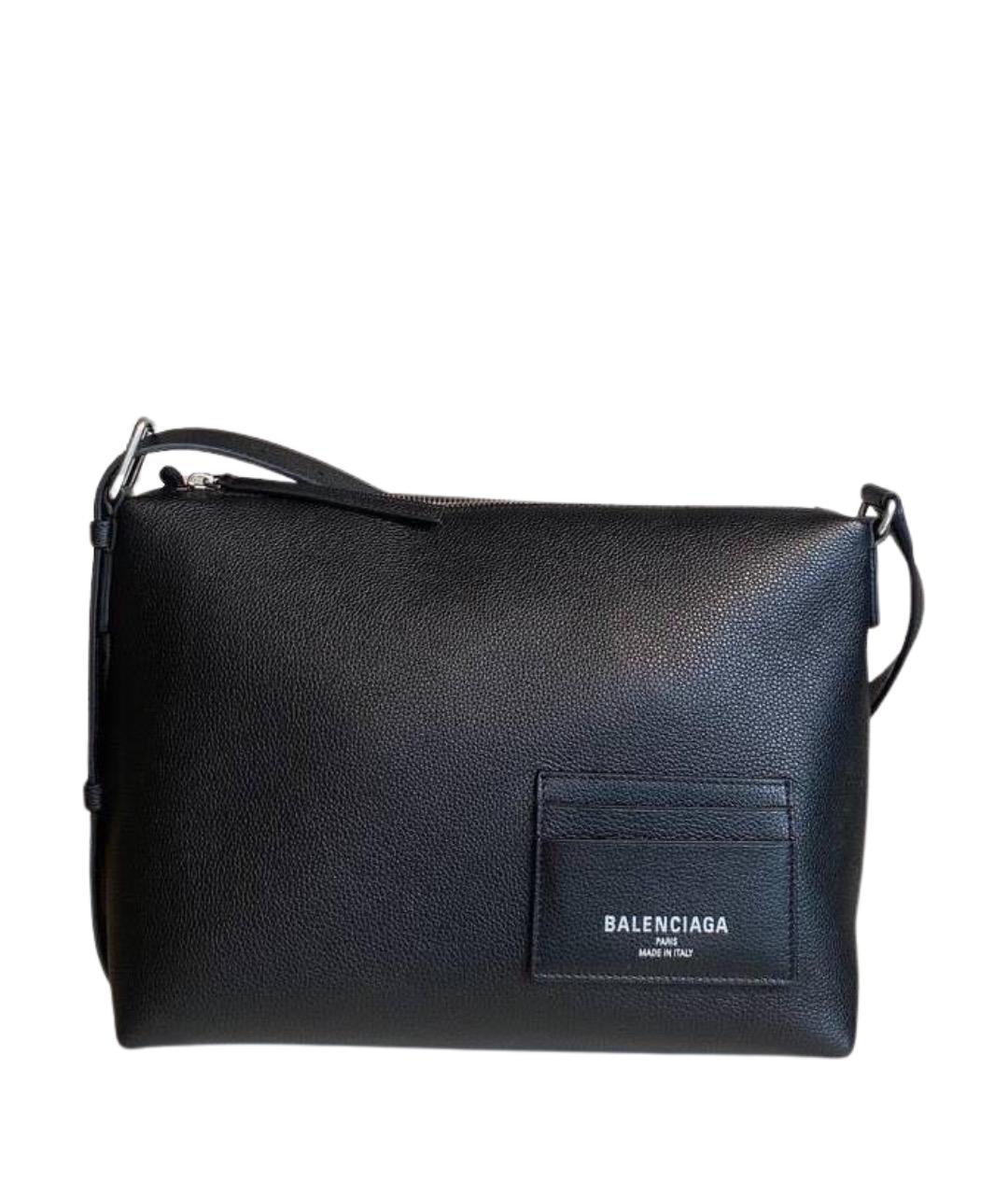 BALENCIAGA Черная кожаная сумка на плечо, фото 1