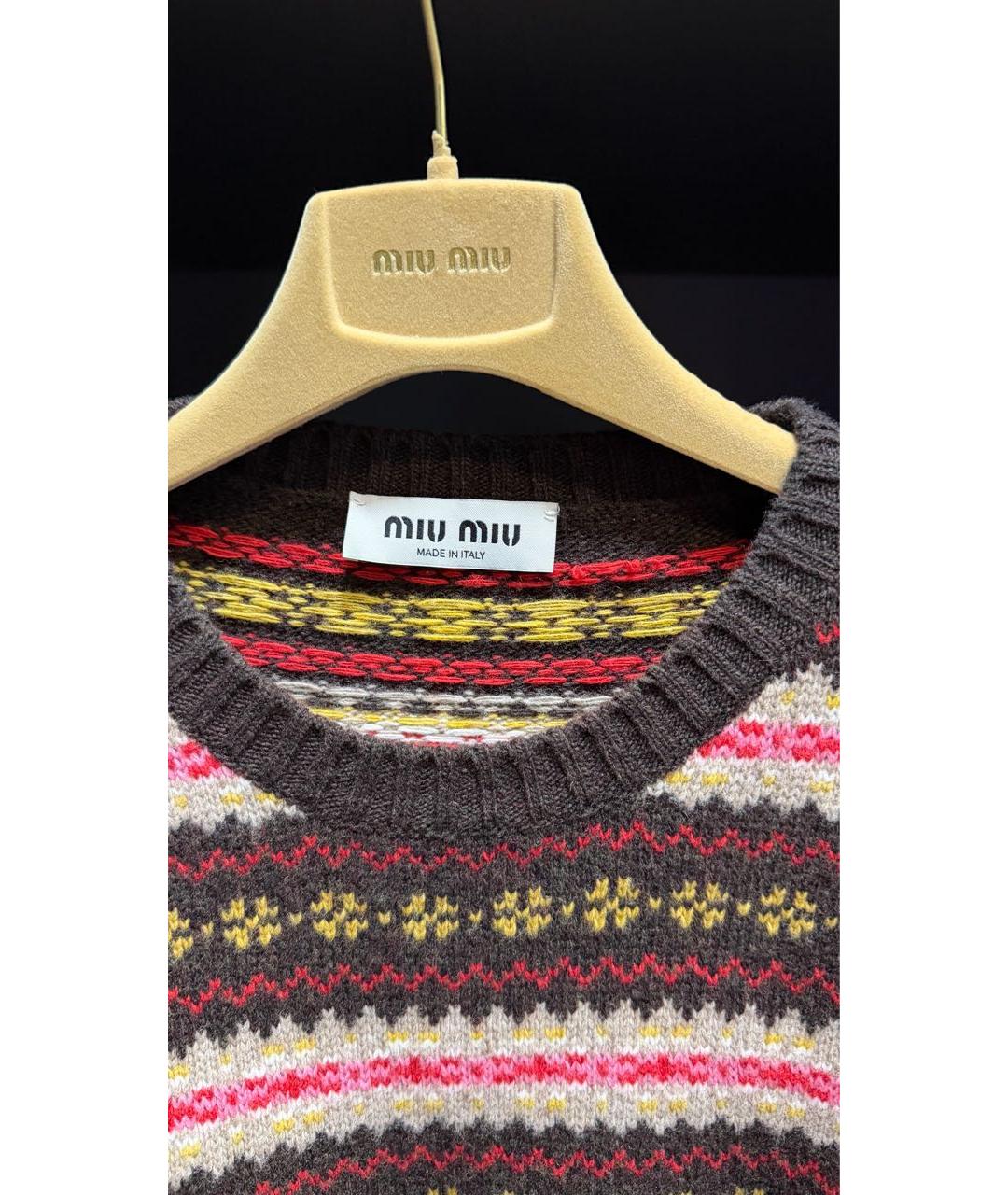 MIU MIU Коричневый шерстяной джемпер / свитер, фото 6