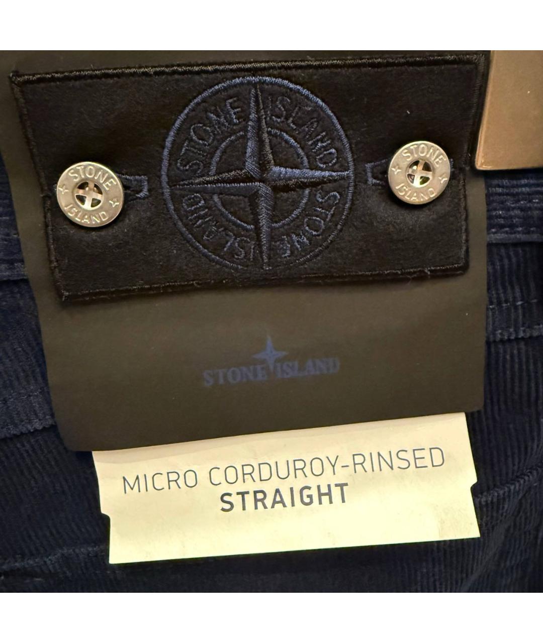 STONE ISLAND Темно-синие хлопковые прямые джинсы, фото 7