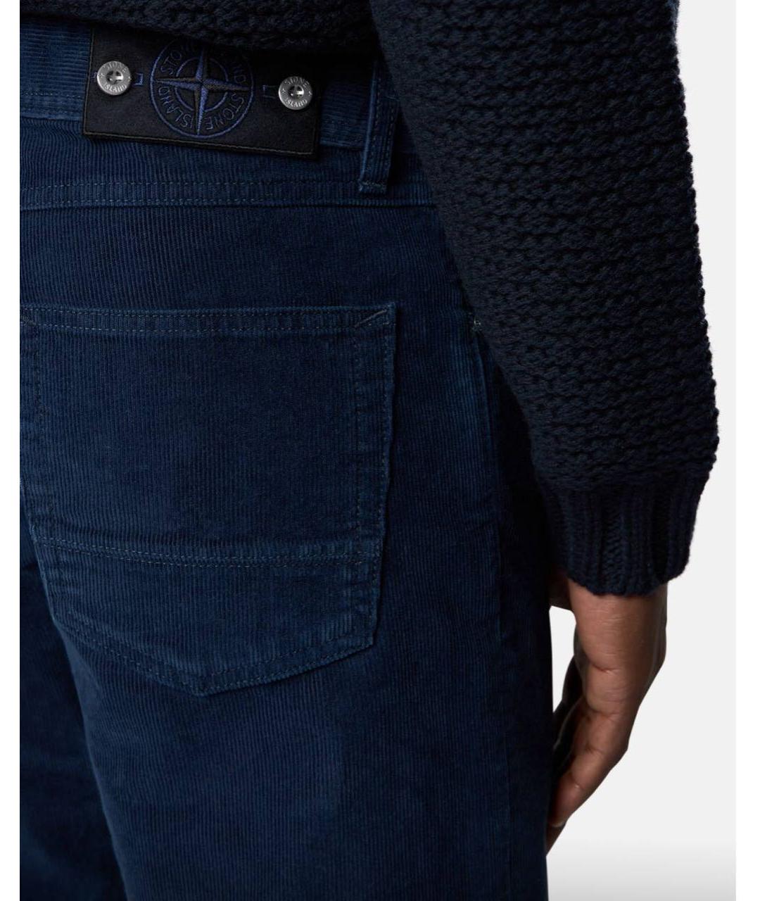 STONE ISLAND Темно-синие хлопковые прямые джинсы, фото 3
