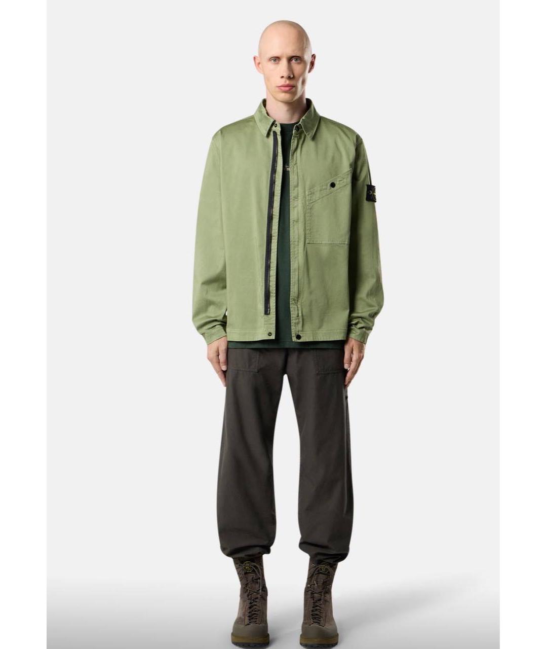 STONE ISLAND Салатовая хлопковая куртка, фото 7