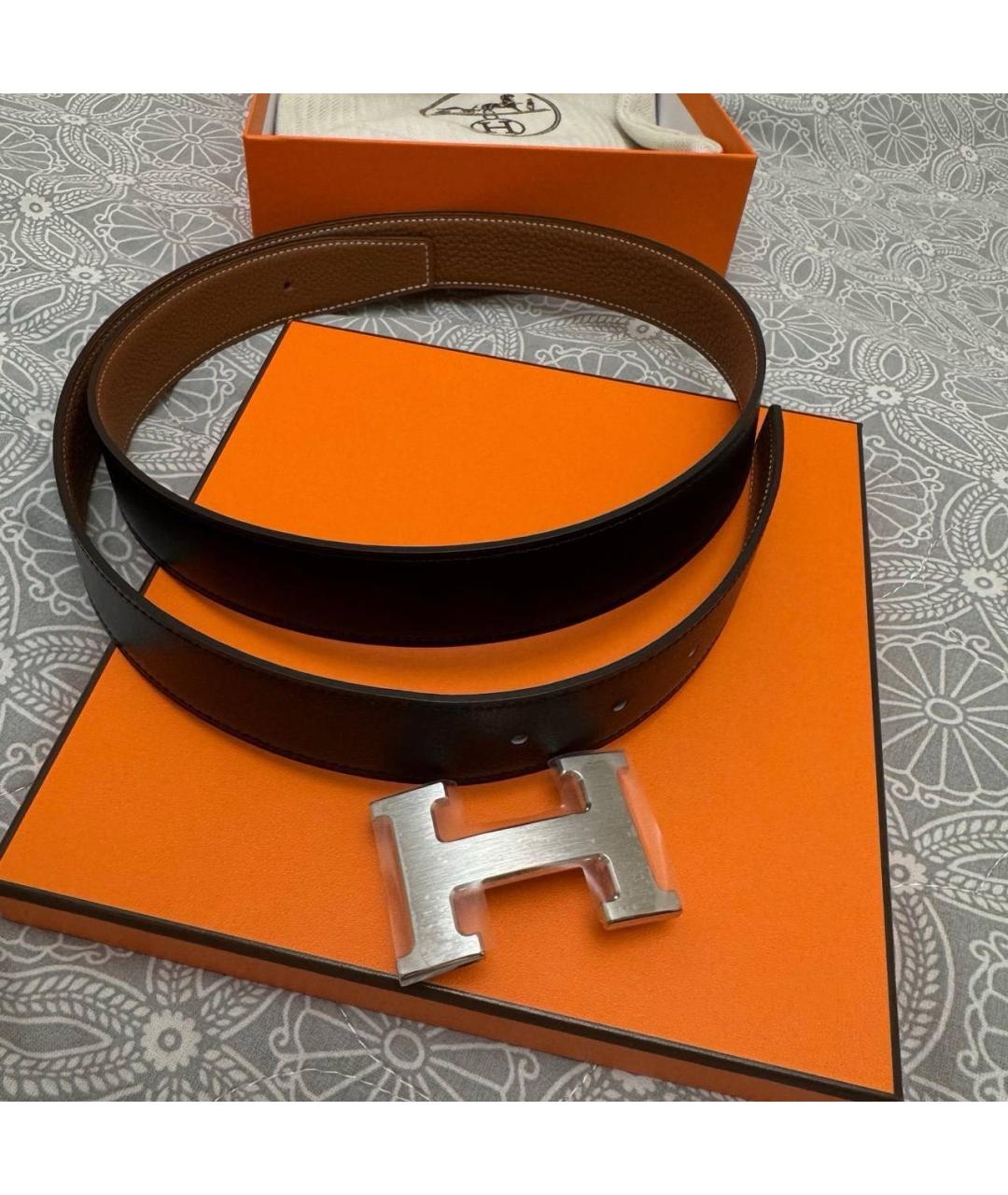 HERMES Черный кожаный ремень, фото 3