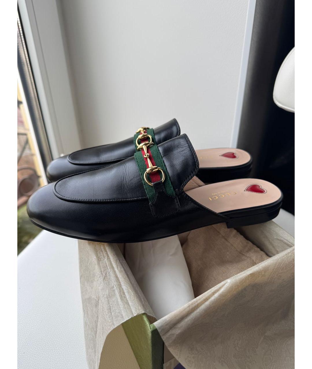 GUCCI Черные кожаные мюли, фото 3