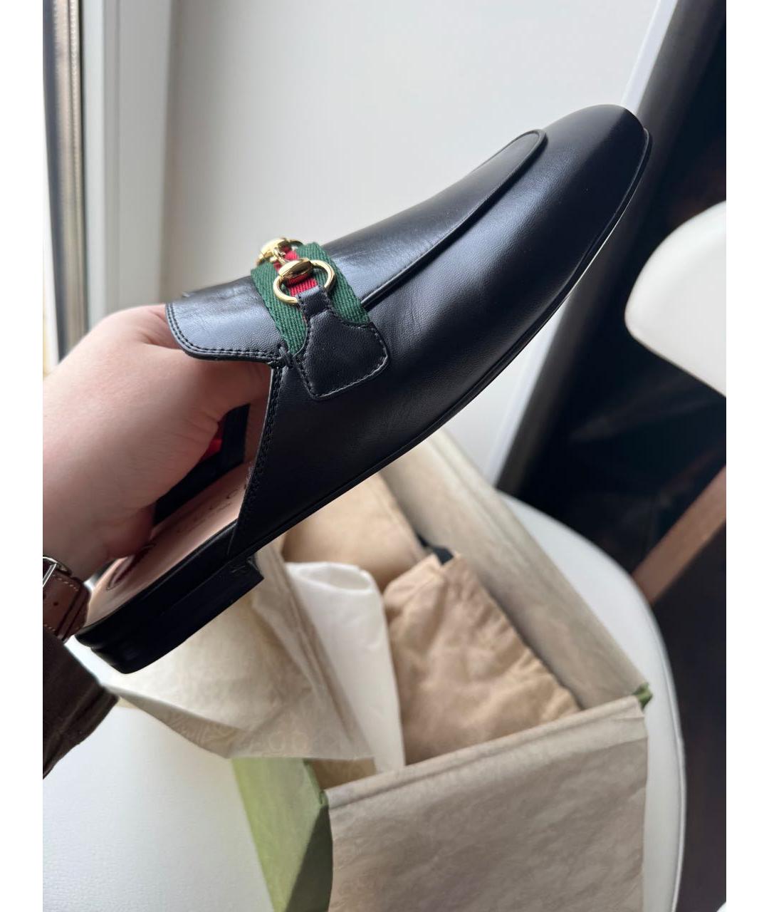 GUCCI Черные кожаные мюли, фото 4