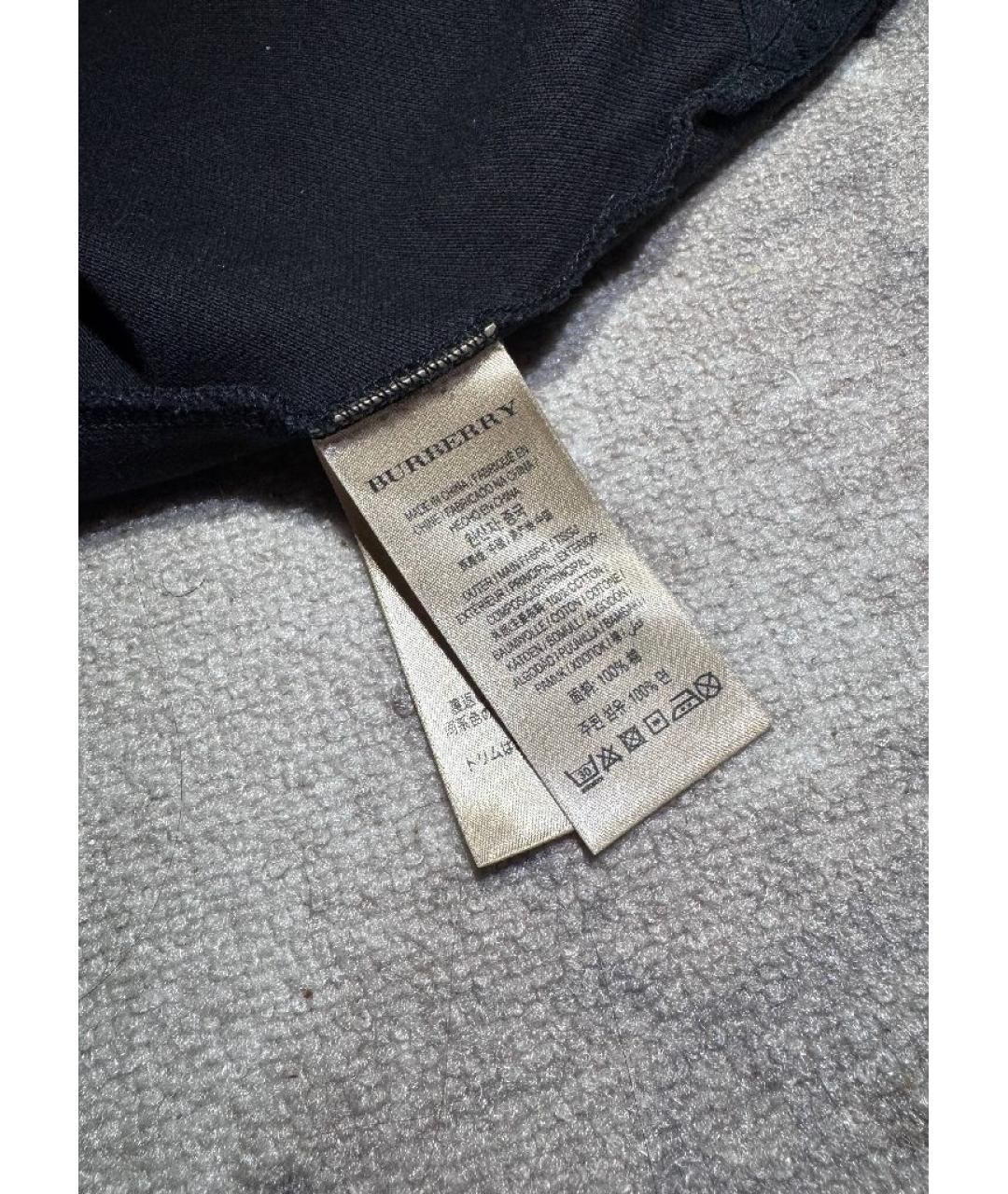 BURBERRY Черное хлопковое поло с коротким рукавом, фото 5