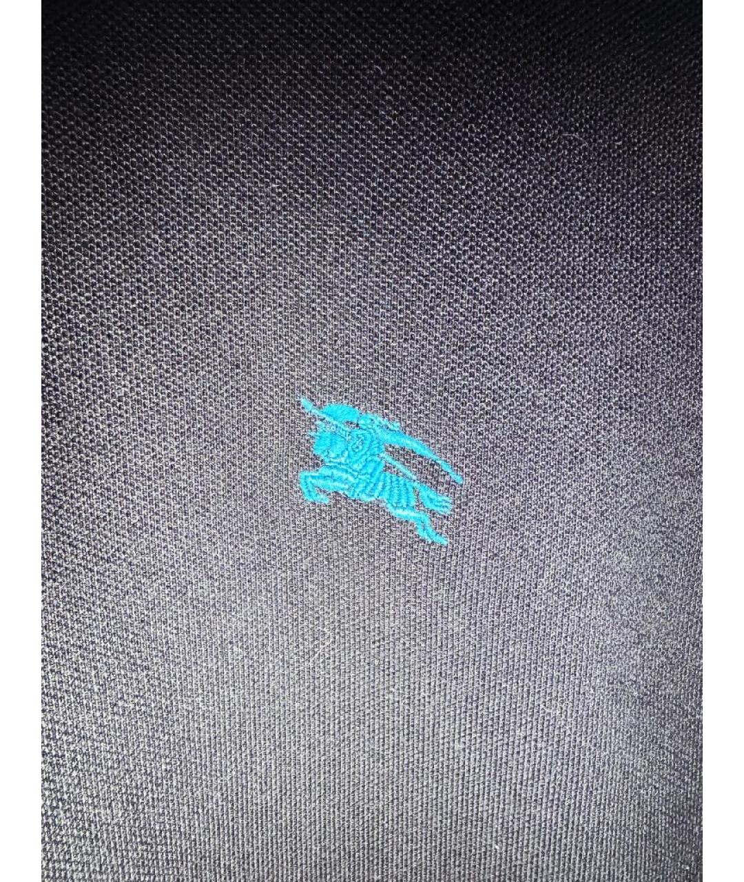 BURBERRY Черное хлопковое поло с коротким рукавом, фото 3