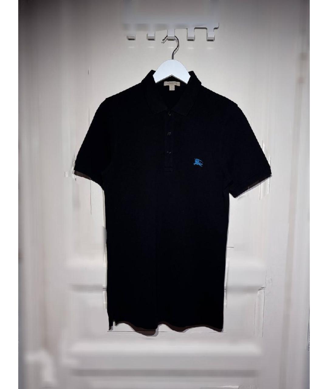 BURBERRY Черное хлопковое поло с коротким рукавом, фото 6