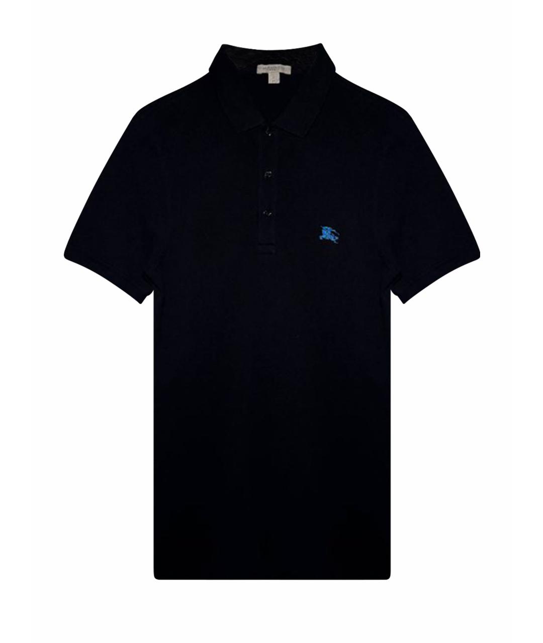 BURBERRY Черное хлопковое поло с коротким рукавом, фото 1