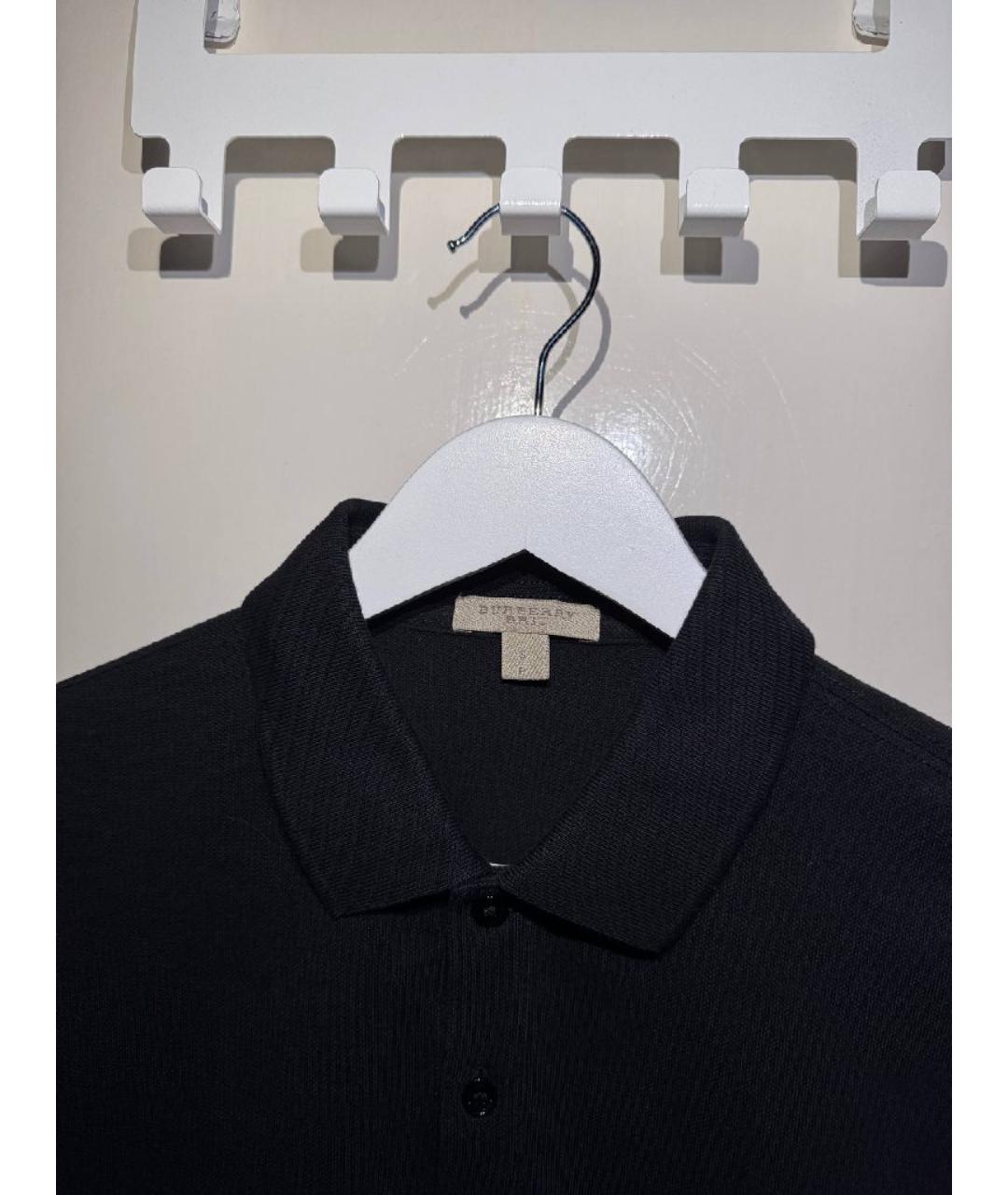 BURBERRY Черное хлопковое поло с коротким рукавом, фото 4