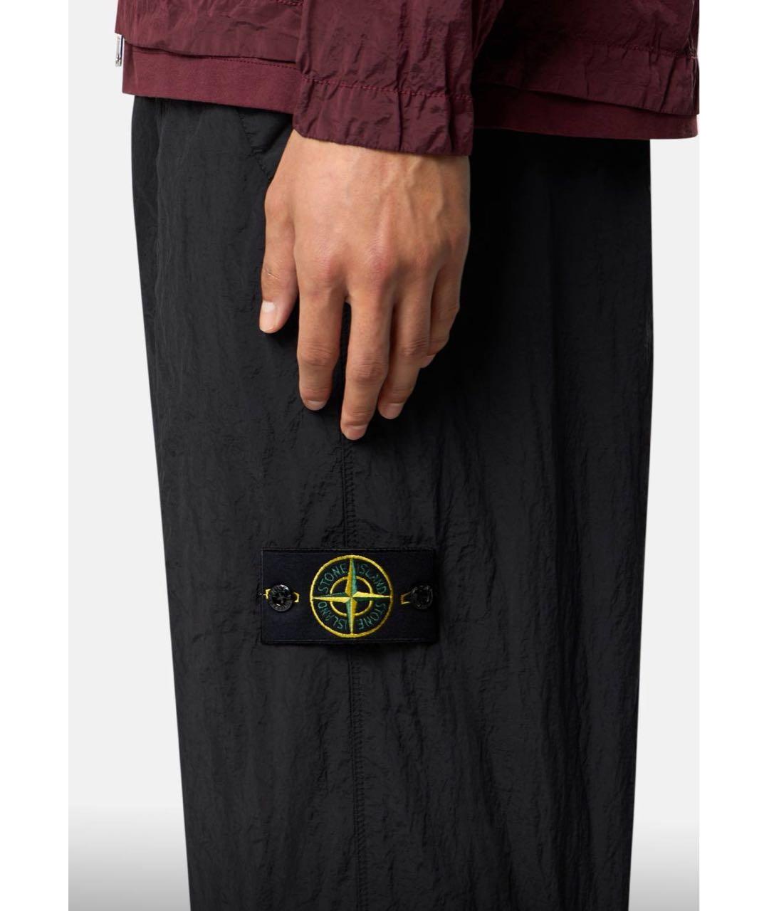 STONE ISLAND Черные полиамидовые повседневные брюки, фото 3