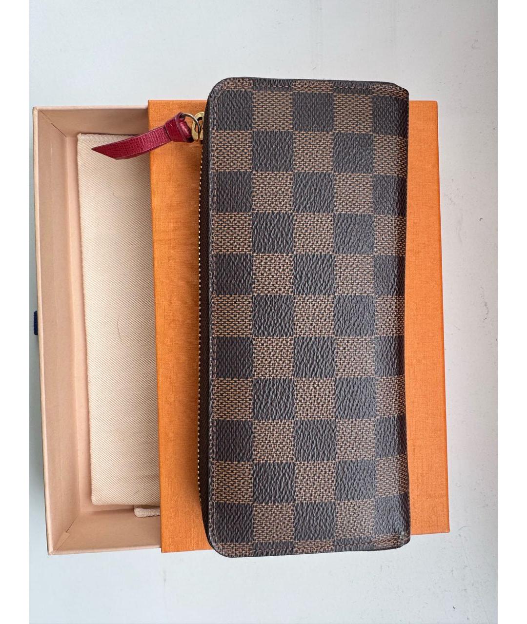 LOUIS VUITTON Коричневый кожаный кошелек, фото 3